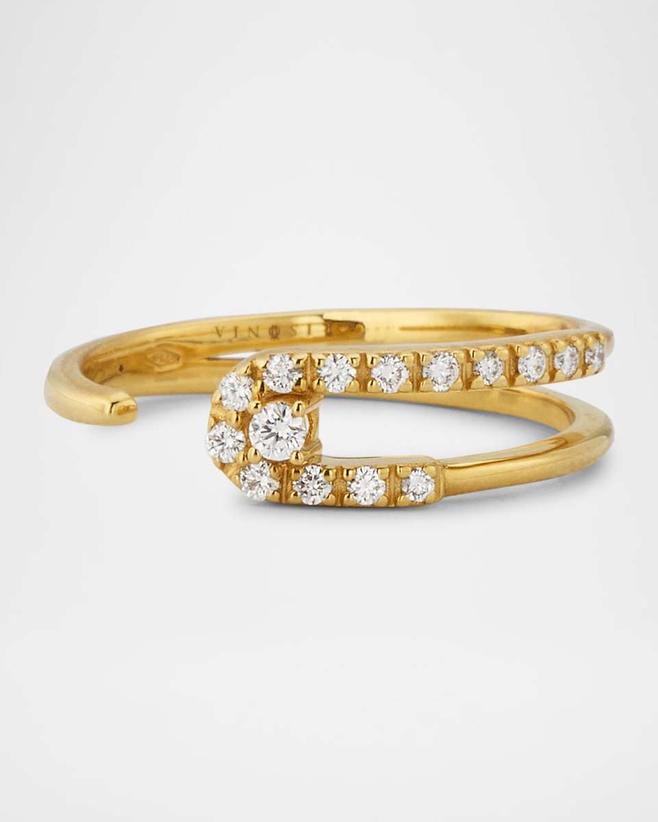 18K Yellow Gold Anima Ring with Diamonds, Size 7